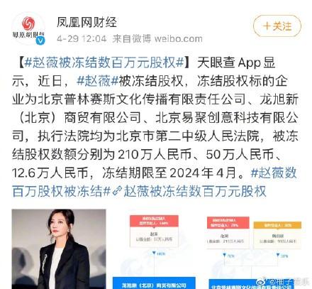 (赵薇被冻结数百万股权)郑恺被强制执行3000万，赵薇被冻结数百万股权，郑爽翘起娱乐圈?  第4张