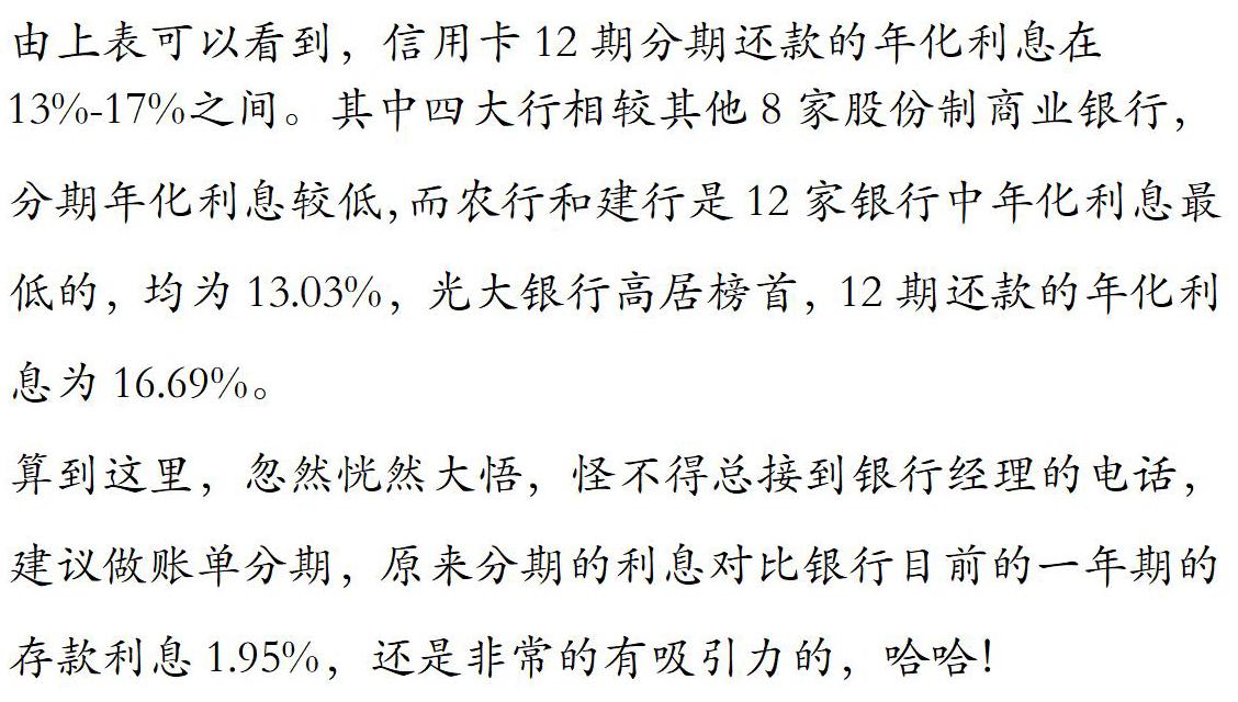 (信用卡分期利率)各大银行的信用卡分期利率究竟是多少?  第3张