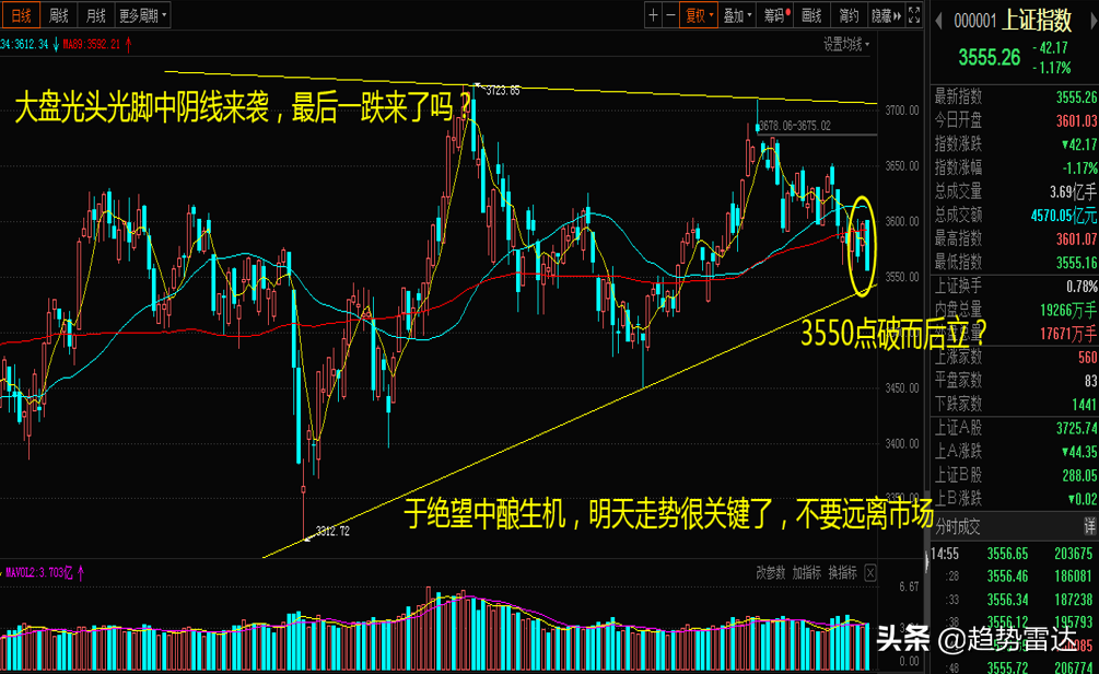 (光头光脚阴线)A股收光头光脚中阴线，白马股成为重灾区，明天还能反弹大涨吗?  第1张